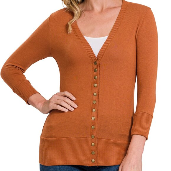 Zenana Outfitters Sweaters - Zenana Snap button sweater cardigan 3/4 sleeve